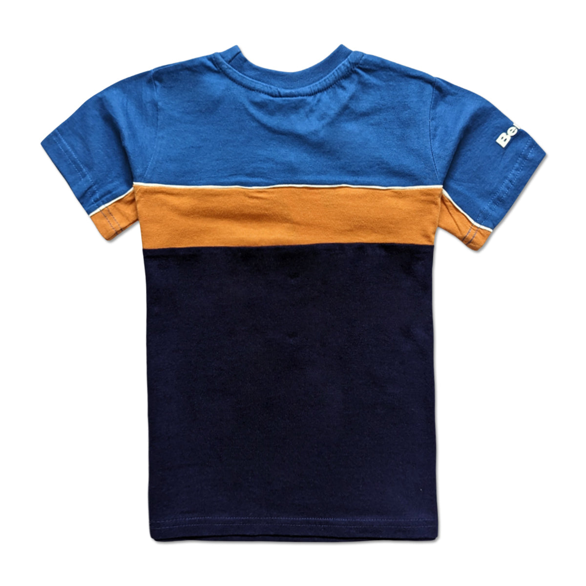 Boys Color Block T-Shirt with Bench Logo in Blue and Mustard