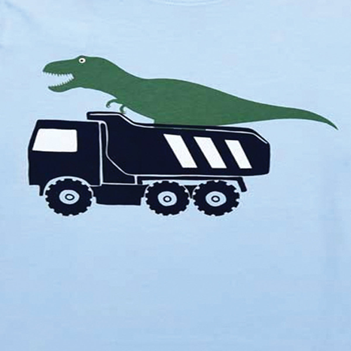 Boys Light Blue Dinosaur & Truck T-Shirt - Adventure Awaits