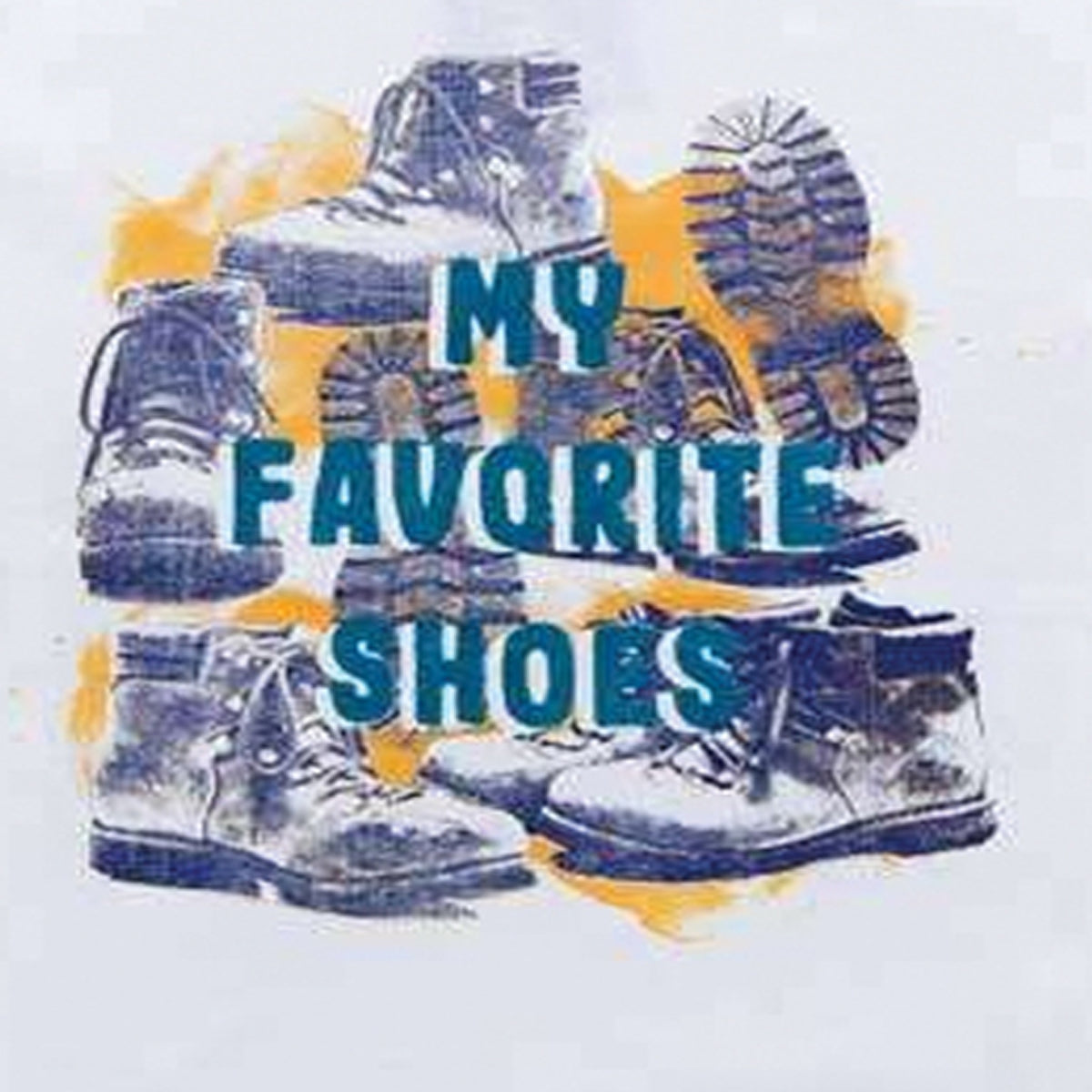 Boys White T-Shirt with Colorful 'My Favorite Shoes' Print