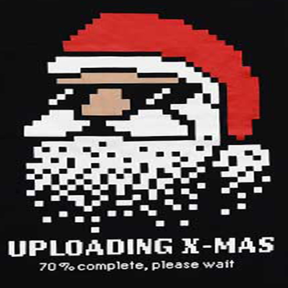 Boys T-Shirt with Pixel Santa - 'Uploading X-Mas' Design - Casual Holiday Wear