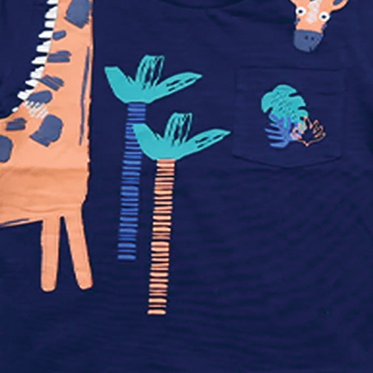 Boys Navy Blue Giraffe Graphic T-Shirt - Adventure Pocket Tee